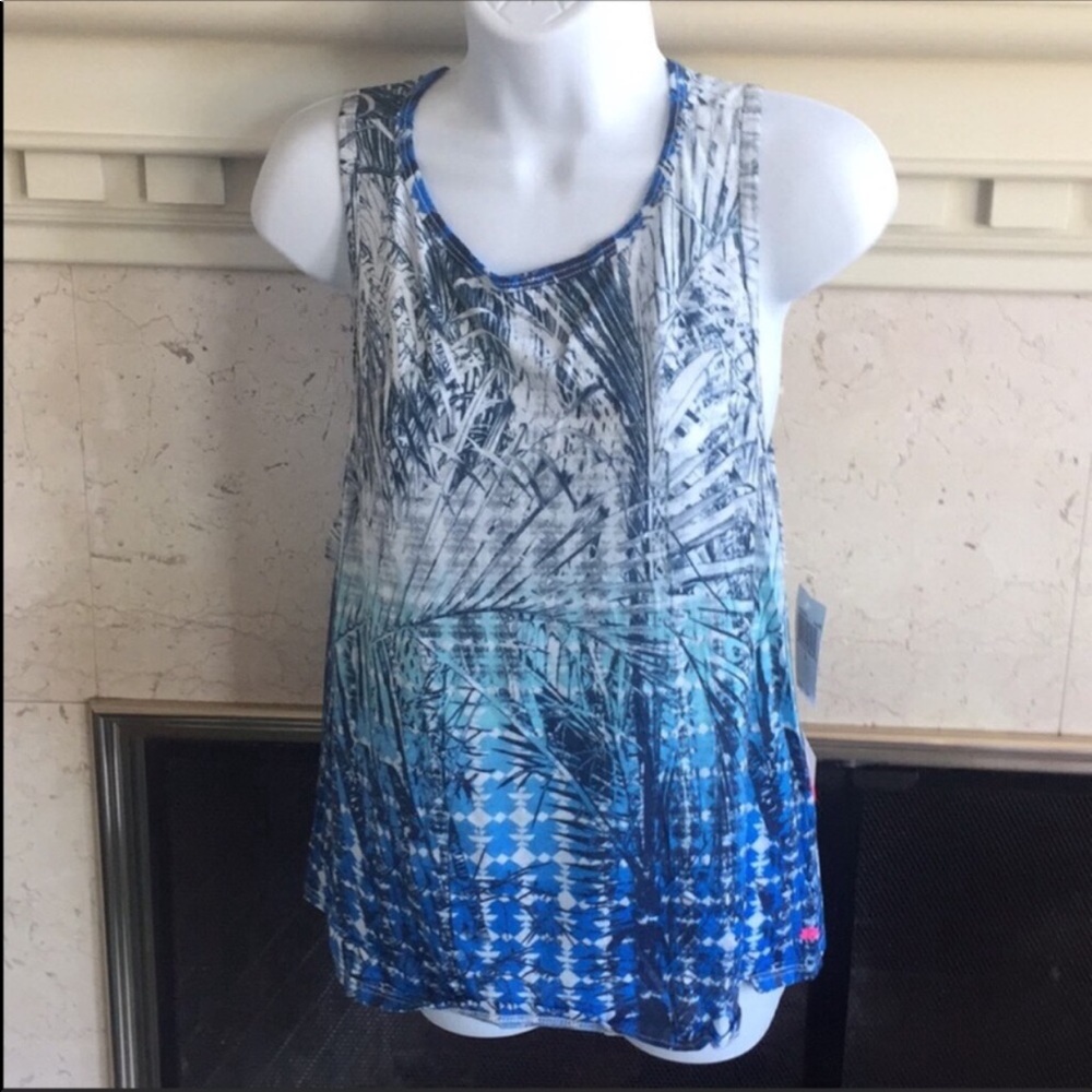 NEW Blue Jungle Pink Lotus Tank Top